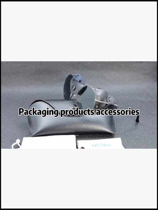Retro Round Sunglasses with Leather Side Shields - Metal Frame UV Protection main image 4